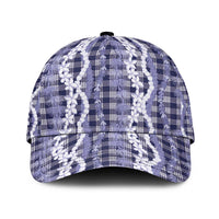 Hawaiian Ohia Lehua Lei Classic Cap Plaid Palaka Uliuli hohonu Pattern LT9 Universal Fit Navy - Polynesian Pride