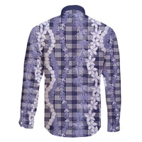 Hawaiian Ohia Lehua Lei Family Matching Long Sleeve Bodycon Dress and Hawaiian Shirt Plaid Palaka Uliuli hohonu Pattern - Polynesian Pride