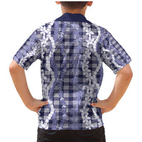 Hawaiian Ohia Lehua Lei Family Matching Mermaid Dress and Hawaiian Shirt Plaid Palaka Uliuli hohonu Pattern - Polynesian Pride