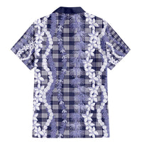 Hawaiian Ohia Lehua Lei Family Matching Mermaid Dress and Hawaiian Shirt Plaid Palaka Uliuli hohonu Pattern - Polynesian Pride