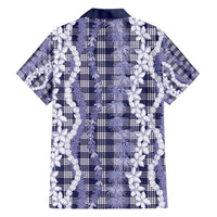 Hawaiian Ohia Lehua Lei Family Matching Off Shoulder Maxi Dress and Hawaiian Shirt Plaid Palaka Uliuli hohonu Pattern - Polynesian Pride