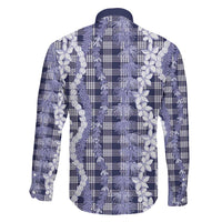 Hawaiian Ohia Lehua Lei Family Matching Off Shoulder Short Dress and Hawaiian Shirt Plaid Palaka Uliuli hohonu Pattern - Polynesian Pride