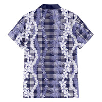 Hawaiian Ohia Lehua Lei Family Matching Short Sleeve Bodycon Dress and Hawaiian Shirt Plaid Palaka Uliuli hohonu Pattern - Polynesian Pride