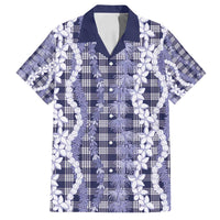 Hawaiian Ohia Lehua Lei Family Matching Summer Maxi Dress and Hawaiian Shirt Plaid Palaka Uliuli hohonu Pattern - Polynesian Pride