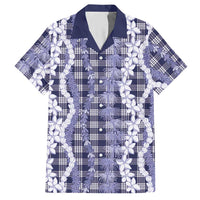 Hawaiian Ohia Lehua Lei Hawaiian Shirt Plaid Palaka Uliuli hohonu Pattern LT9 Navy - Polynesian Pride