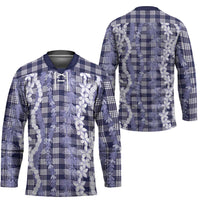 Hawaiian Ohia Lehua Lei Hockey Jersey Plaid Palaka Uliuli hohonu Pattern LT9 - Polynesian Pride