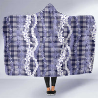 Hawaiian Ohia Lehua Lei Hooded Blanket Plaid Palaka Uliuli hohonu Pattern LT9 One Size Navy - Polynesian Pride