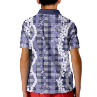 Hawaiian Ohia Lehua Lei Kid Polo Shirt Plaid Palaka Uliuli hohonu Pattern LT9 - Polynesian Pride