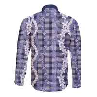 Hawaiian Ohia Lehua Lei Long Sleeve Button Shirt Plaid Palaka Uliuli hohonu Pattern LT9 - Polynesian Pride
