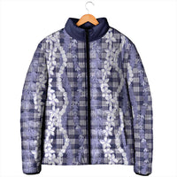 Hawaiian Ohia Lehua Lei Padded Jacket Plaid Palaka Uliuli hohonu Pattern LT9 - Polynesian Pride