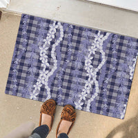 Hawaiian Ohia Lehua Lei Rubber Doormat Plaid Palaka Uliuli hohonu Pattern LT9 - Polynesian Pride