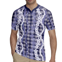 Hawaiian Ohia Lehua Lei Rugby Jersey Plaid Palaka Uliuli hohonu Pattern LT9 - Polynesian Pride