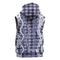 Hawaiian Ohia Lehua Lei Sleeveless Hoodie Plaid Palaka Uliuli hohonu Pattern LT9 - Polynesian Pride