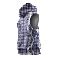 Hawaiian Ohia Lehua Lei Sleeveless Hoodie Plaid Palaka Uliuli hohonu Pattern LT9 - Polynesian Pride
