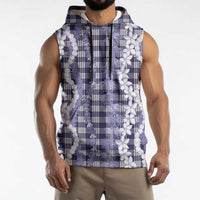 Hawaiian Ohia Lehua Lei Sleeveless Hoodie Plaid Palaka Uliuli hohonu Pattern LT9 - Polynesian Pride