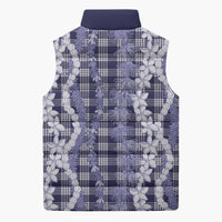 Hawaiian Ohia Lehua Lei Sleeveless Puffer Jacket Plaid Palaka Uliuli hohonu Pattern LT9 - Polynesian Pride
