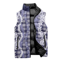 Hawaiian Ohia Lehua Lei Sleeveless Puffer Jacket Plaid Palaka Uliuli hohonu Pattern LT9 - Polynesian Pride
