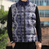 Hawaiian Ohia Lehua Lei Sleeveless Puffer Jacket Plaid Palaka Uliuli hohonu Pattern LT9 - Polynesian Pride
