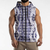 Hawaiian Ohia Lehua Lei Sleeveless Zip Hoodie Plaid Palaka Uliuli hohonu Pattern LT9 - Polynesian Pride