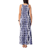 Hawaiian Ohia Lehua Lei Tank Maxi Dress Plaid Palaka Uliuli hohonu Pattern LT9 - Polynesian Pride