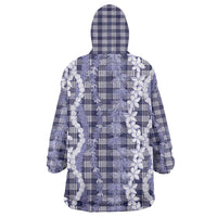 Hawaiian Ohia Lehua Lei Wearable Blanket Hoodie Plaid Palaka Uliuli hohonu Pattern LT9 - Polynesian Pride
