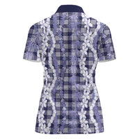 Hawaiian Ohia Lehua Lei Women Polo Shirt Plaid Palaka Uliuli hohonu Pattern LT9 - Polynesian Pride