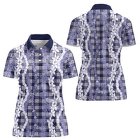 Hawaiian Ohia Lehua Lei Women Polo Shirt Plaid Palaka Uliuli hohonu Pattern LT9 - Polynesian Pride