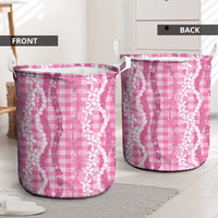 Hawaiian Ohia Lehua Lei Laundry Basket Plaid Palaka Akala Pattern LT9 - Polynesian Pride