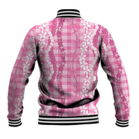 Hawaiian Ohia Lehua Lei Baseball Jacket Plaid Palaka Akala Pattern LT9 - Polynesian Pride