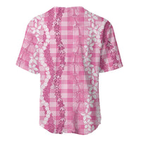 Hawaiian Ohia Lehua Lei Baseball Jersey Plaid Palaka Akala Pattern LT9 - Polynesian Pride