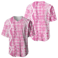 Hawaiian Ohia Lehua Lei Baseball Jersey Plaid Palaka Akala Pattern LT9 - Polynesian Pride