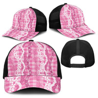 Hawaiian Ohia Lehua Lei Baseball Net Cap Plaid Palaka Akala Pattern LT9 - Polynesian Pride
