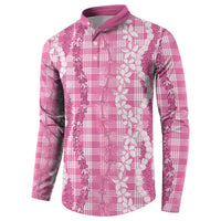Hawaiian Ohia Lehua Lei Button Sweatshirt Plaid Palaka Akala Pattern LT9 - Polynesian Pride
