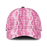 Hawaiian Ohia Lehua Lei Classic Cap Plaid Palaka Akala Pattern LT9 Universal Fit Pink - Polynesian Pride