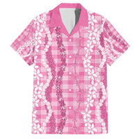 Hawaiian Ohia Lehua Lei Family Matching Long Sleeve Bodycon Dress and Hawaiian Shirt Plaid Palaka Akala Pattern - Polynesian Pride