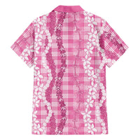 Hawaiian Ohia Lehua Lei Family Matching Long Sleeve Bodycon Dress and Hawaiian Shirt Plaid Palaka Akala Pattern - Polynesian Pride