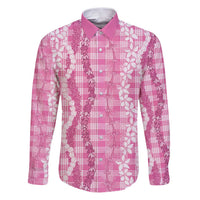 Hawaiian Ohia Lehua Lei Family Matching Puletasi and Hawaiian Shirt Plaid Palaka Akala Pattern - Polynesian Pride