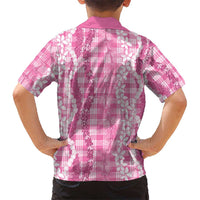 Hawaiian Ohia Lehua Lei Family Matching Short Sleeve Bodycon Dress and Hawaiian Shirt Plaid Palaka Akala Pattern - Polynesian Pride