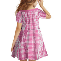 Hawaiian Ohia Lehua Lei Family Matching Short Sleeve Bodycon Dress and Hawaiian Shirt Plaid Palaka Akala Pattern - Polynesian Pride