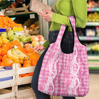 Hawaiian Ohia Lehua Lei Grocery Bag Plaid Palaka Akala Pattern LT9 - Polynesian Pride