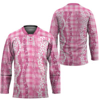 Hawaiian Ohia Lehua Lei Hockey Jersey Plaid Palaka Akala Pattern LT9 - Polynesian Pride