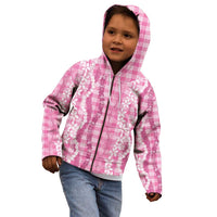 Hawaiian Ohia Lehua Lei Kid Hoodie Plaid Palaka Akala Pattern - Polynesian Pride