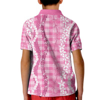 Hawaiian Ohia Lehua Lei Kid Polo Shirt Plaid Palaka Akala Pattern - Polynesian Pride