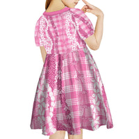 Hawaiian Ohia Lehua Lei Kid Short Sleeve Dress Plaid Palaka Akala Pattern LT9 - Polynesian Pride