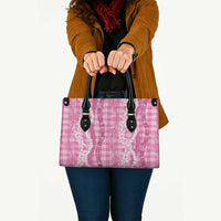 Hawaiian Ohia Lehua Lei Leather Bag Plaid Palaka Akala Pattern - Polynesian Pride