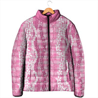 Hawaiian Ohia Lehua Lei Padded Jacket Plaid Palaka Akala Pattern LT9 - Polynesian Pride