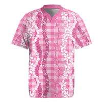 Hawaiian Ohia Lehua Lei Rugby Jersey Plaid Palaka Akala Pattern - Polynesian Pride