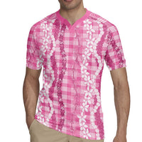 Hawaiian Ohia Lehua Lei Rugby Jersey Plaid Palaka Akala Pattern LT9 - Polynesian Pride