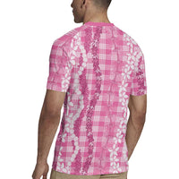 Hawaiian Ohia Lehua Lei Rugby Jersey Plaid Palaka Akala Pattern LT9 - Polynesian Pride