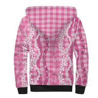 Hawaiian Ohia Lehua Lei Sherpa Hoodie Plaid Palaka Akala Pattern - Polynesian Pride